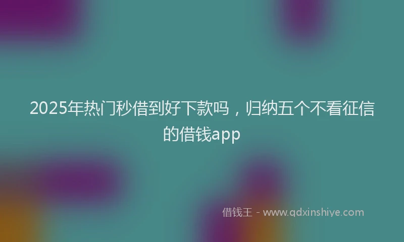 2025年热门秒借到好下款吗，归纳五个不看征信的借钱app