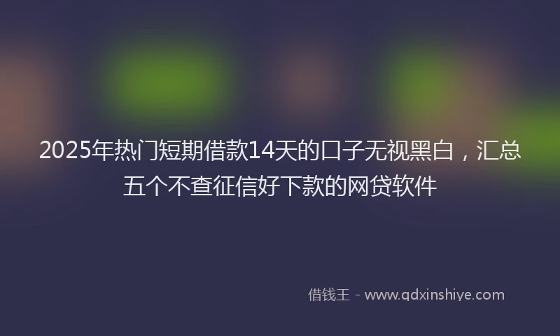 2025年热门短期借款14天的口子无视黑白，汇总五个不查征信好下款的网贷软件