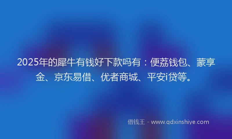 2025年的犀牛有钱好下款吗有：便荔钱包、蒙享金、京东易借、优者商城、平安i贷等。