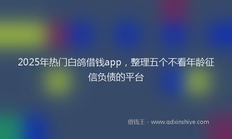 2025年热门白鸽借钱app，整理五个不看年龄征信负债的平台