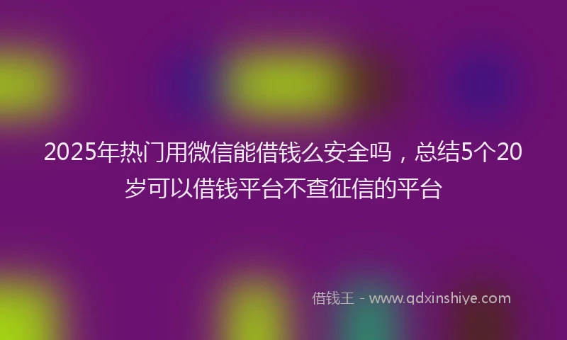 2025年热门用微信能借钱么安全吗，总结5个20岁可以借钱平台不查征信的平台