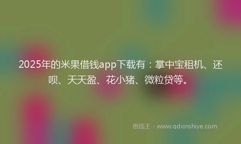 2025年的米果借钱app下载有:掌中宝租机、还呗、天天盈、花小猪、微粒贷等。