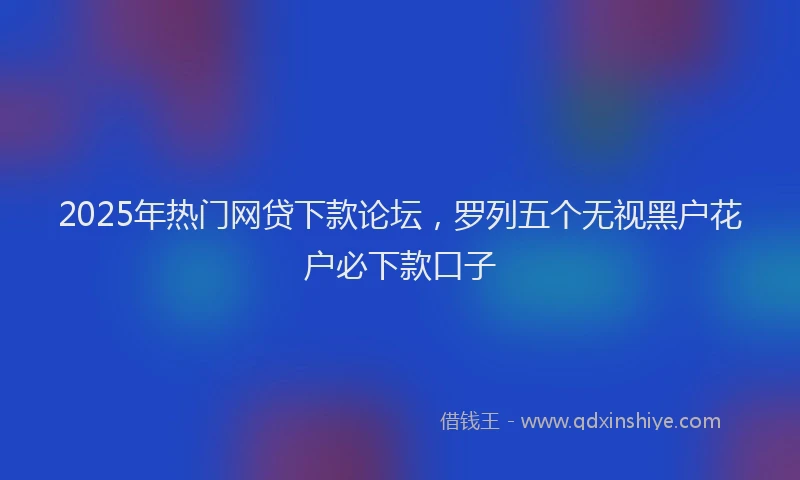 2025年热门网贷下款论坛，罗列五个无视黑户花户必下款口子