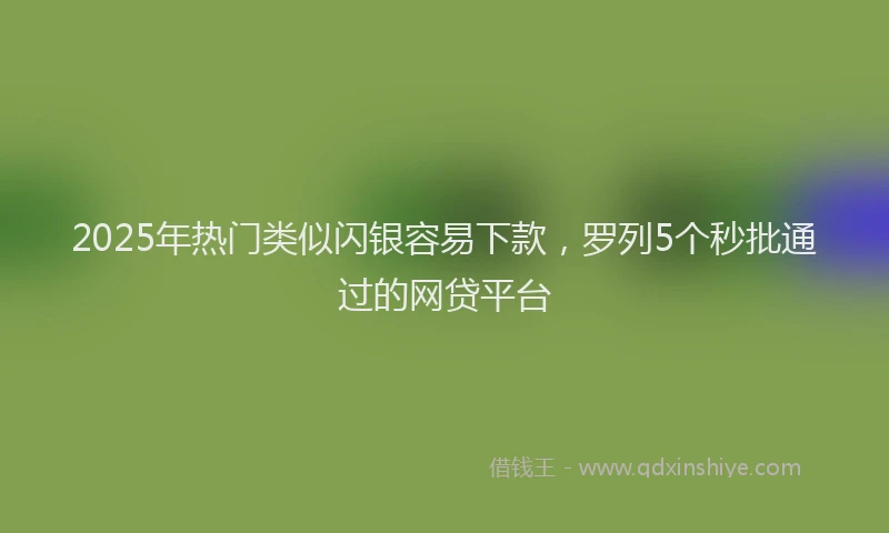 2025年热门类似闪银容易下款，罗列5个秒批通过的网贷平台