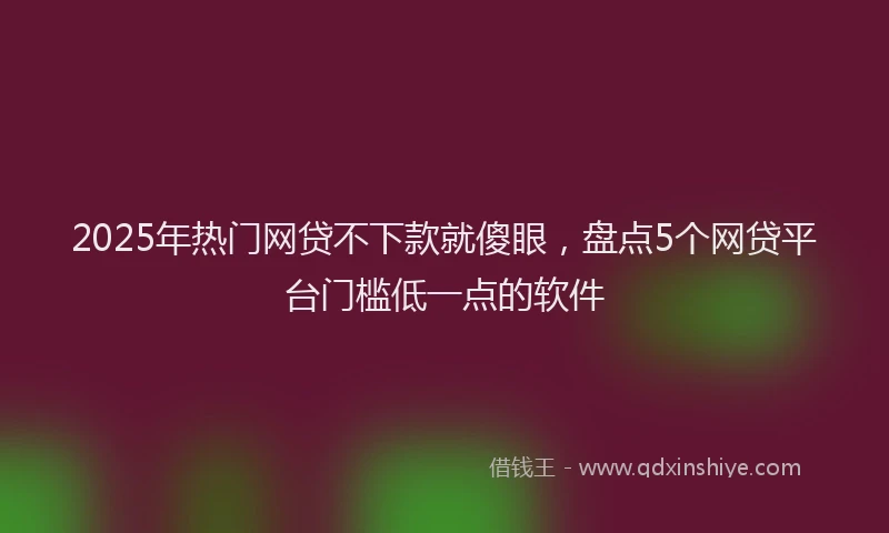 2025年热门网贷不下款就傻眼，盘点5个网贷平台门槛低一点的软件