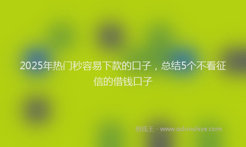 2025年热门秒容易下款的口子，总结5个不看征信的借钱口子