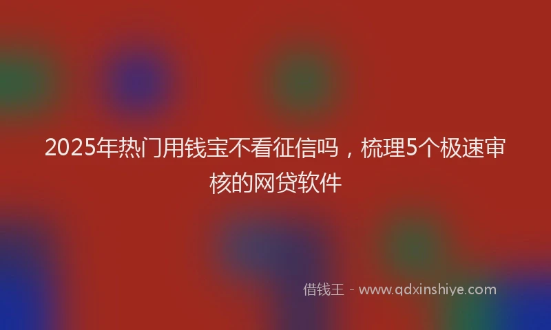 2025年热门用钱宝不看征信吗，梳理5个极速审核的网贷软件