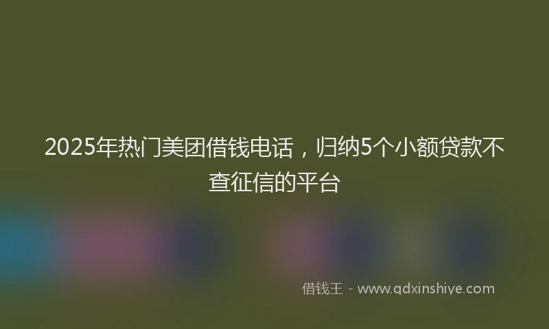 2025年热门美团借钱电话，归纳5个小额贷款不查征信的平台