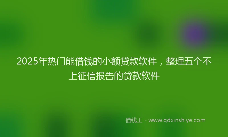 2025年热门能借钱的小额贷款软件，整理五个不上征信报告的贷款软件