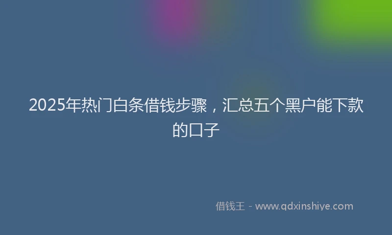 2025年热门白条借钱步骤，汇总五个黑户能下款的口子
