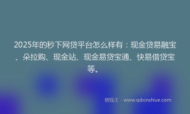 2025年的秒下网贷平台怎么样有：现金贷易融宝、朵拉购、现金站、现金易贷宝通、快易借贷宝等。
