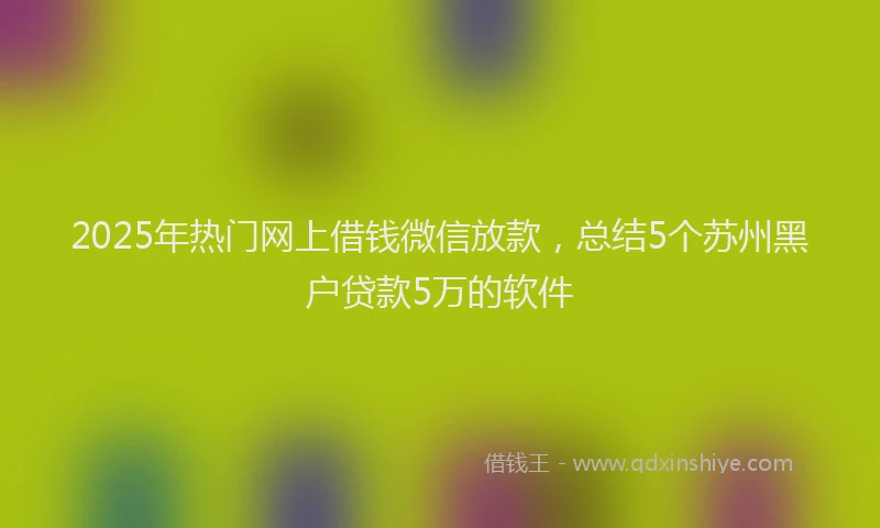 2025年热门网上借钱微信放款，总结5个苏州黑户贷款5万的软件