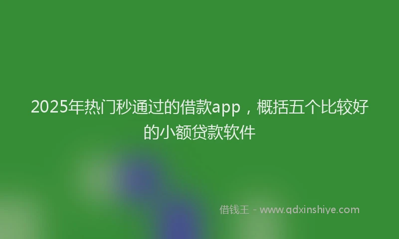 2025年热门秒通过的借款app，概括五个比较好的小额贷款软件