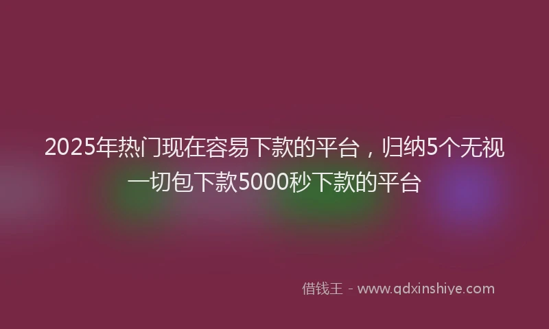 2025年热门现在容易下款的平台，归纳5个无视一切包下款5000秒下款的平台