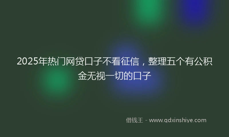 2025年热门网贷口子不看征信,整理五个有公积金无视一切的口子