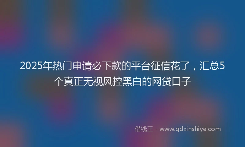 2025年热门申请必下款的平台征信花了，汇总5个真正无视风控黑白的网贷口子