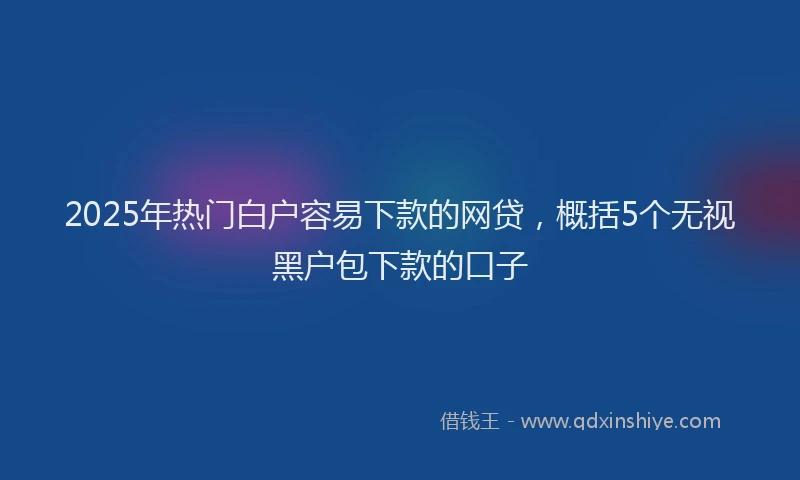 2025年热门白户容易下款的网贷，概括5个无视黑户包下款的口子