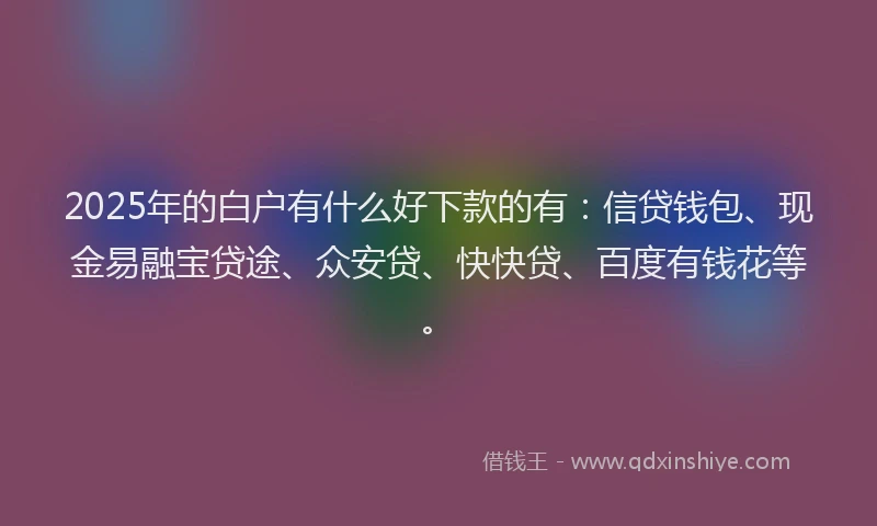 2025年的白户有什么好下款的有：信贷钱包、现金易融宝贷途、众安贷、快快贷、百度有钱花等。