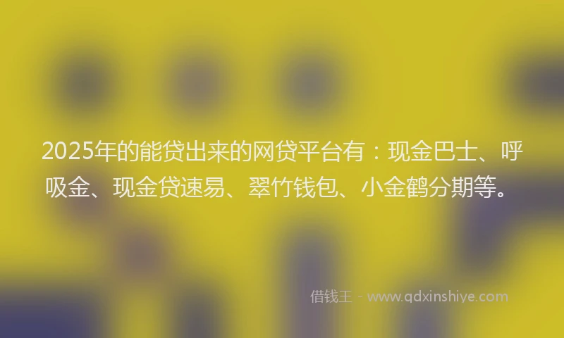 2025年的能贷出来的网贷平台有：现金巴士、呼吸金、现金贷速易、翠竹钱包、小金鹤分期等。