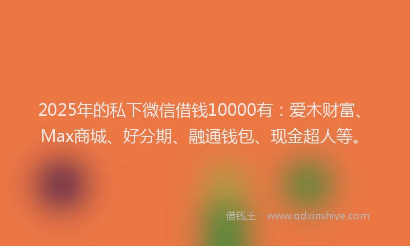 2025年的私下微信借钱10000有：爱木财富、Max商城、好分期、融通钱包、现金超人等。