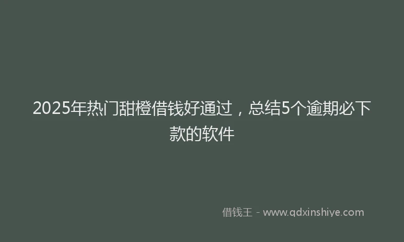 2025年热门甜橙借钱好通过，总结5个逾期必下款的软件