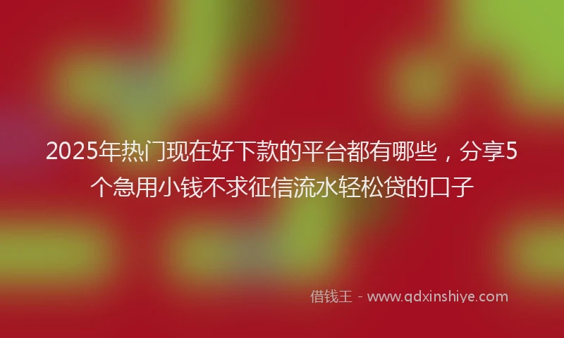 2025年热门现在好下款的平台都有哪些，分享5个急用小钱不求征信流水轻松贷的口子