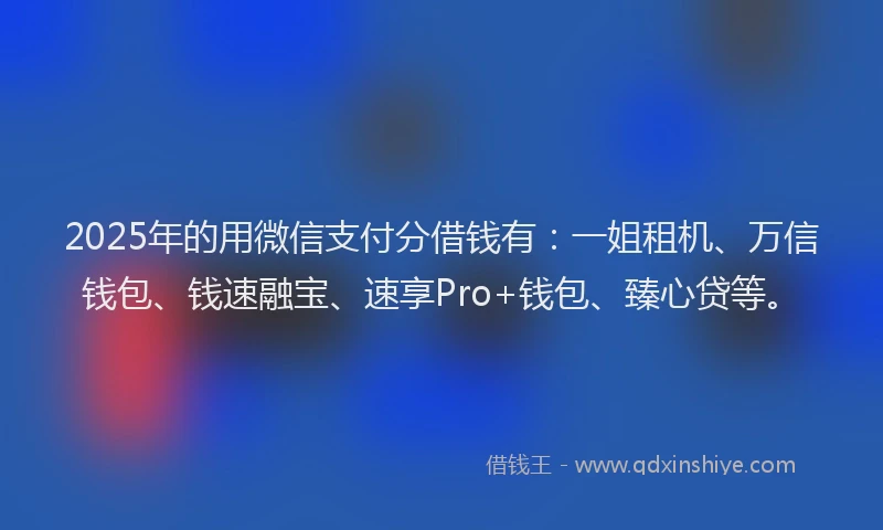 2025年的用微信支付分借钱有：一姐租机、万信钱包、钱速融宝、速享Pro+钱包、臻心贷等。