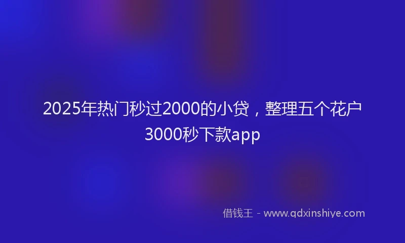 2025年热门秒过2000的小贷，整理五个花户3000秒下款app