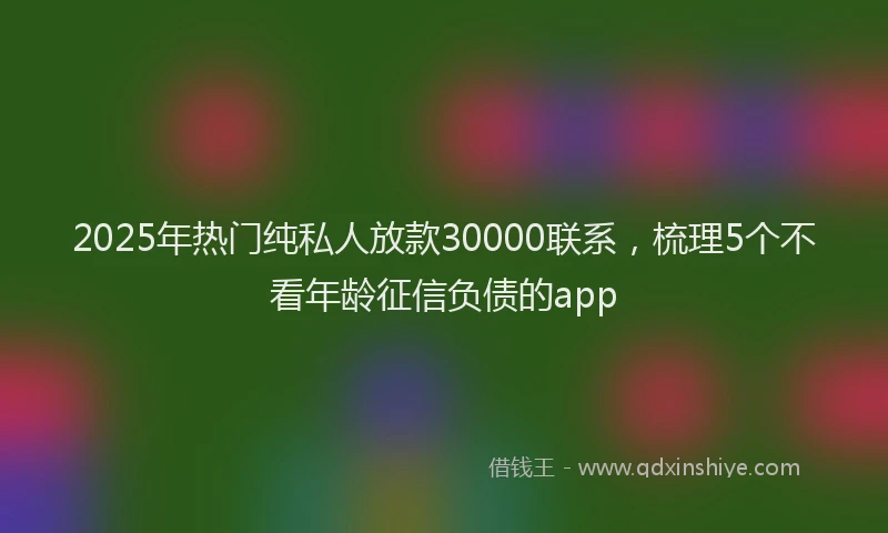 2025年热门纯私人放款30000联系，梳理5个不看年龄征信负债的app