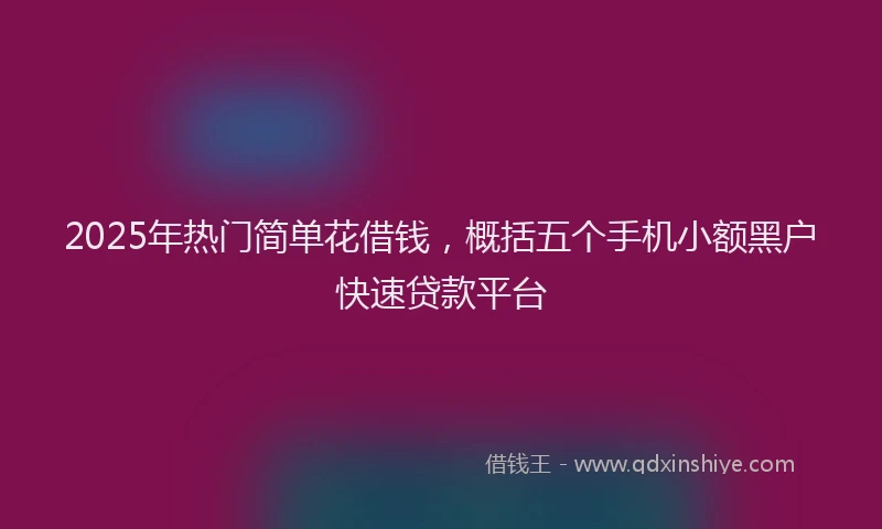 2025年热门简单花借钱，概括五个手机小额黑户快速贷款平台