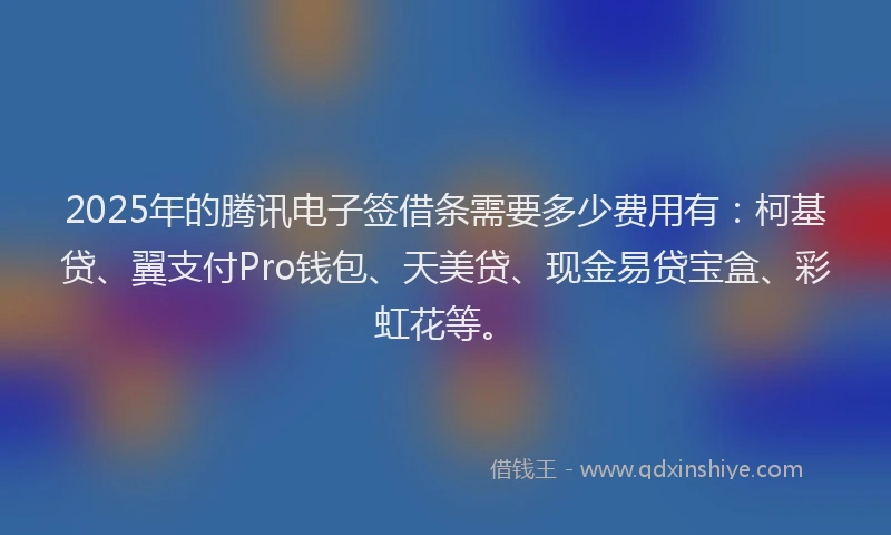 2025年的腾讯电子签借条需要多少费用有：柯基贷、翼支付Pro钱包、天美贷、现金易贷宝盒、彩虹花等。