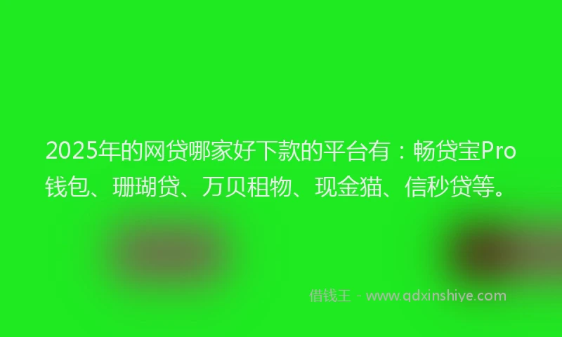 2025年的网贷哪家好下款的平台有：畅贷宝Pro钱包、珊瑚贷、万贝租物、现金猫、信秒贷等。