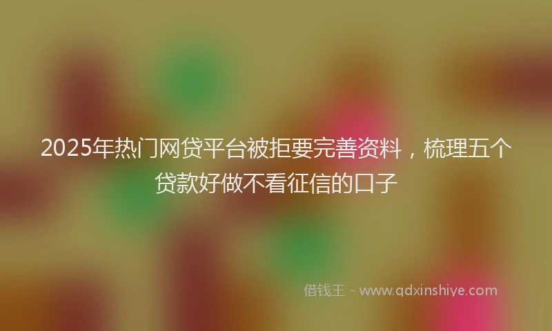 2025年热门网贷平台被拒要完善资料，梳理五个贷款好做不看征信的口子