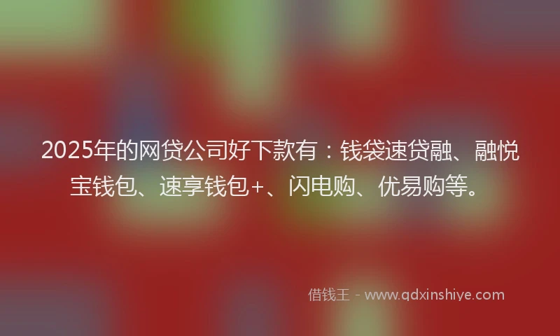 2025年的网贷公司好下款有：钱袋速贷融、融悦宝钱包、速享钱包+、闪电购、优易购等。