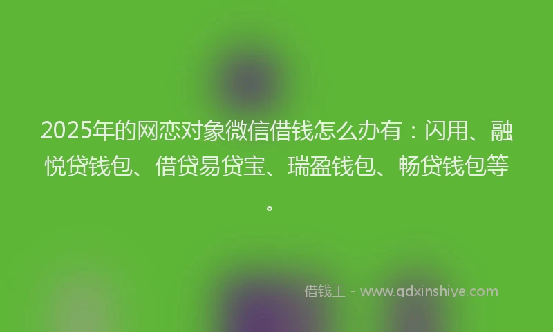 2025年的网恋对象微信借钱怎么办有：闪用、融悦贷钱包、借贷易贷宝、瑞盈钱包、畅贷钱包等。