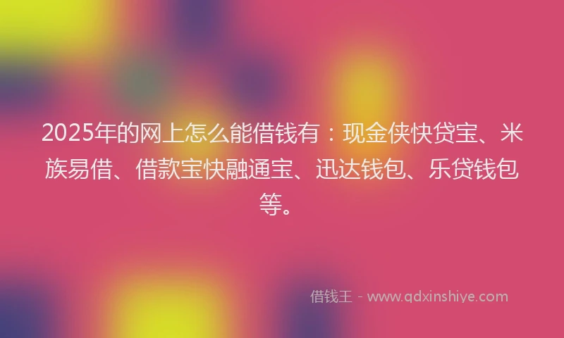 2025年的网上怎么能借钱有：现金侠快贷宝、米族易借、借款宝快融通宝、迅达钱包、乐贷钱包等。