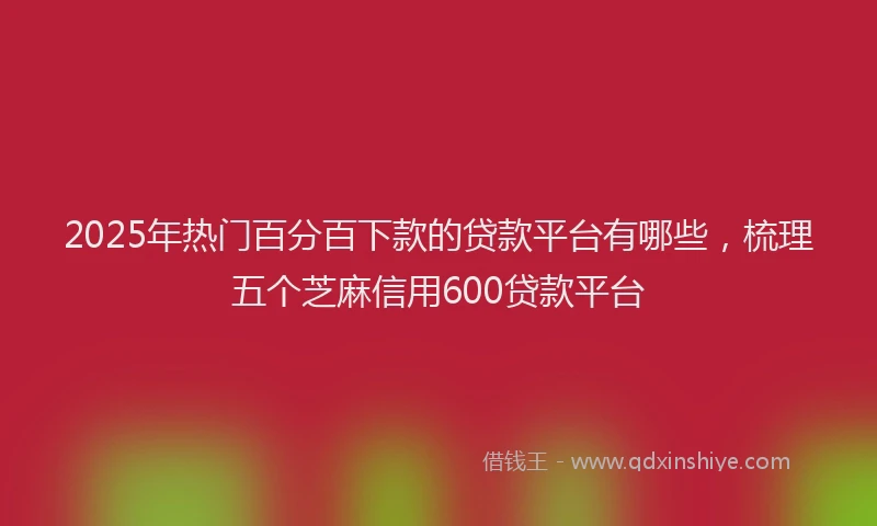 2025年热门百分百下款的贷款平台有哪些，梳理五个芝麻信用600贷款平台