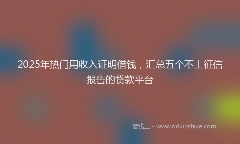 2025年热门用收入证明借钱，汇总五个不上征信报告的贷款平台