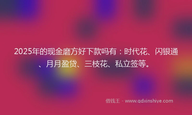 2025年的现金磨方好下款吗有：时代花、闪银通、月月盈贷、三枝花、私立签等。