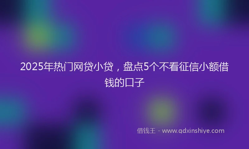 2025年热门网贷小贷,盘点5个不看征信小额借钱的口子