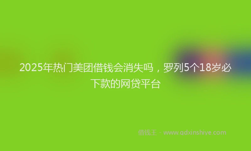 2025年热门美团借钱会消失吗,罗列5个18岁必下款的网贷平台