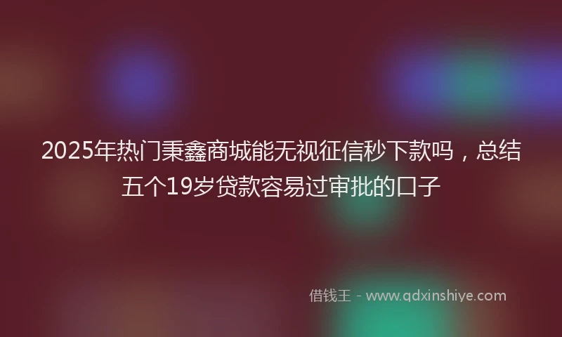 2025年热门秉鑫商城能无视征信秒下款吗，总结五个19岁贷款容易过审批的口子
