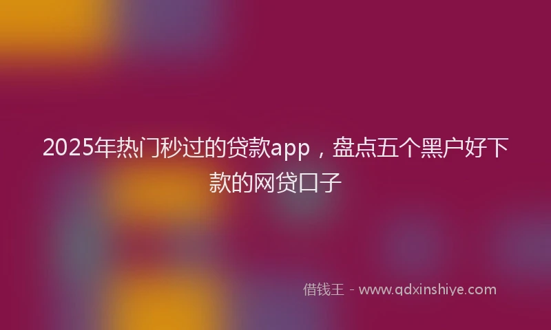 2025年热门秒过的贷款app，盘点五个黑户好下款的网贷口子
