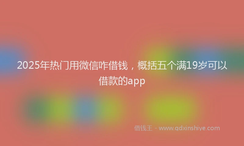 2025年热门用微信咋借钱，概括五个满19岁可以借款的app