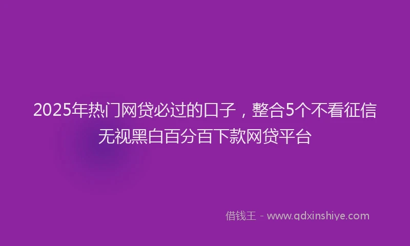 2025年热门网贷必过的口子，整合5个不看征信无视黑白百分百下款网贷平台