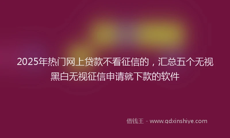 2025年热门网上贷款不看征信的，汇总五个无视黑白无视征信申请就下款的软件