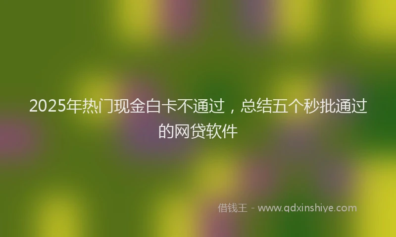 2025年热门现金白卡不通过，总结五个秒批通过的网贷软件