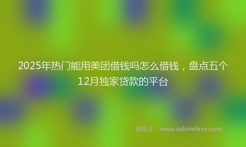 2025年热门能用美团借钱吗怎么借钱,盘点五个12月独家贷款的平台