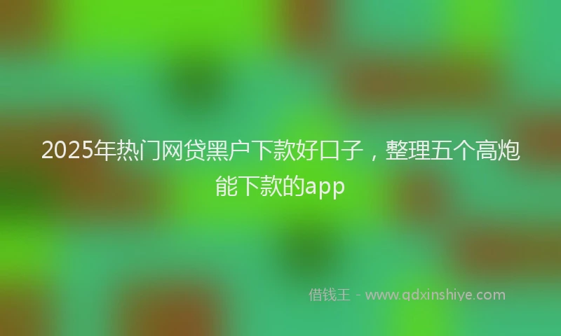 2025年热门网贷黑户下款好口子，整理五个高炮能下款的app