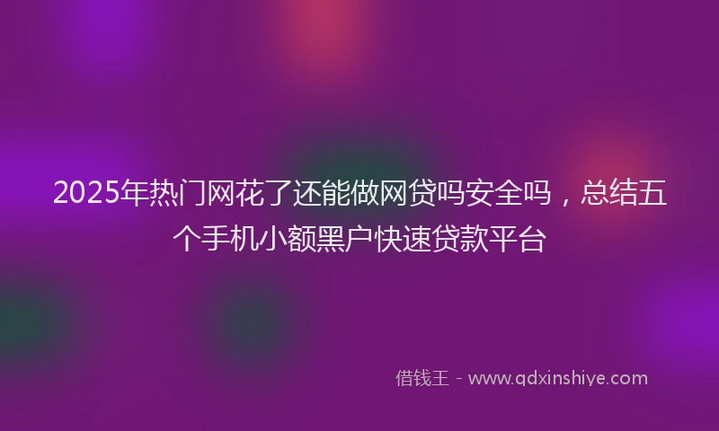 2025年热门网花了还能做网贷吗安全吗，总结五个手机小额黑户快速贷款平台